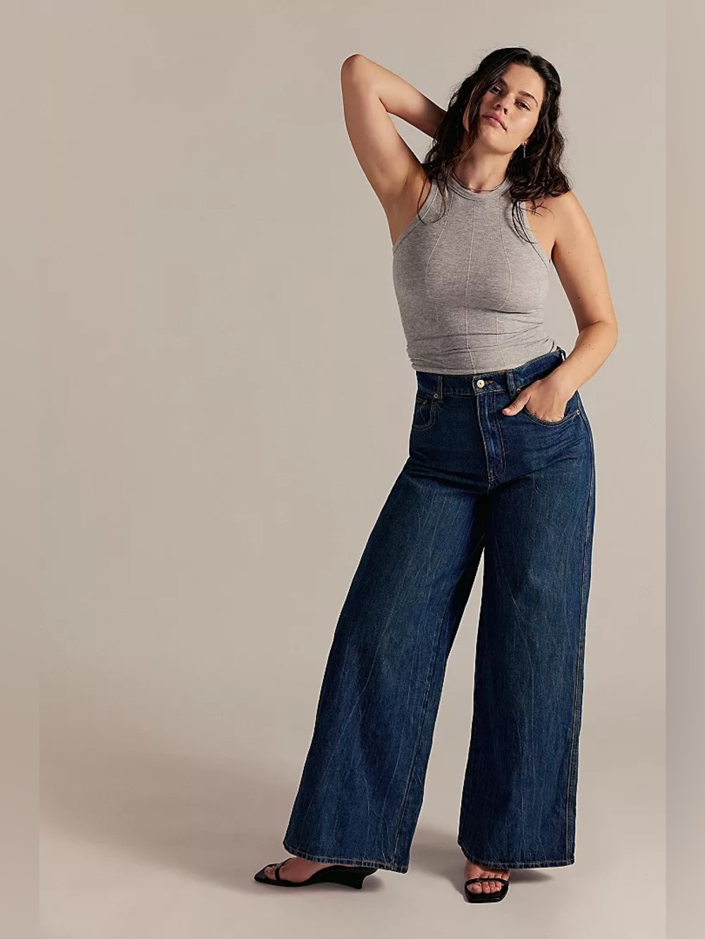New Free People We The Free CRVY Gia Wide-Leg Jeans sz 28